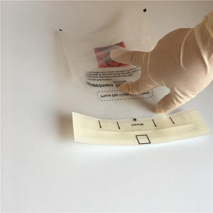 Plastic Medical Use 6′ ′ X9′ ′ Laminated Biohazard Logo Adhesive Tape 95kpa Specimen Bag