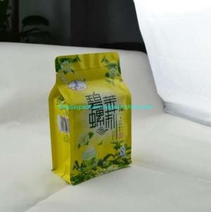 Square Bottom Bag Stand up Customized Packaging Tea or Coffee, Aluminum Foil 8 Side Seal Flat Bottom Bags