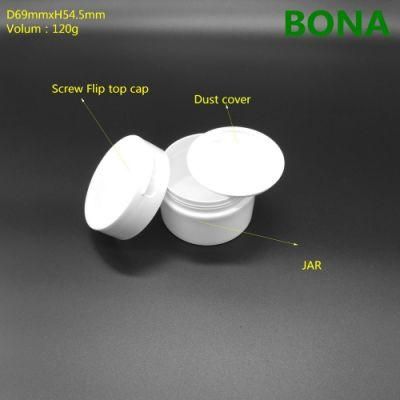 120g White Plastic Cosmetic Jar with Flip Top Cap