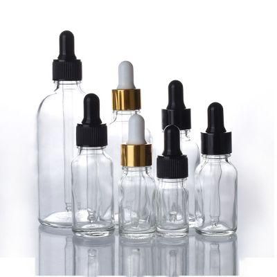 5ml 10ml 15ml 20ml 30ml 50ml 60ml 100ml Clear Frosted Amber Dropper Cosmetic Glass Essential Oil Bottle with Black/Gold Cap