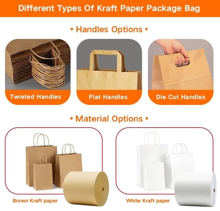 Flat Bottom Food Brown Kraft Paper Bag for Bakery Packaging