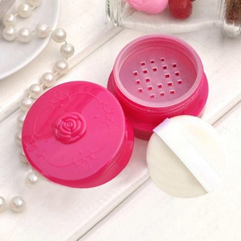 10g Empty Loose Powder Box Jar with Grid Sifter & Puff Flower Pattern Packing Beads Container Powdery Cake Box Cosmetic