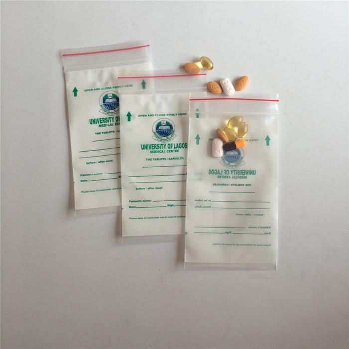 Custom Cheap Small Lab Hospital Padded Zipper Pouch Plastic Medicine Packaging Bag LDPE Seal Ziplock Pill Bag