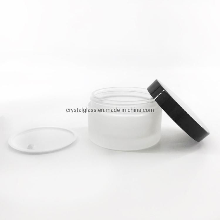 100g 200g Glass Jar with White and Black Lid for Cream Lotion and Essential Oil