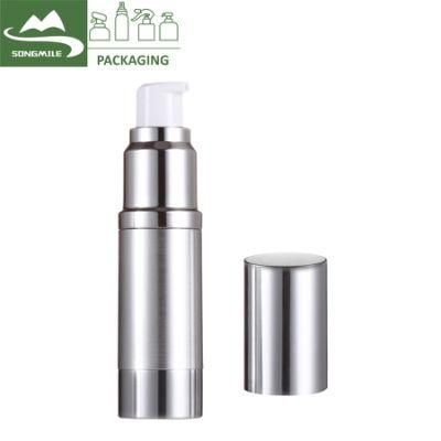 Precision Silver Airless Pump Bottle Refill Lotion Cream Frosted Airless Bottle with Silver Spray Cap