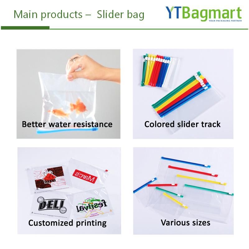 Color Printed Customized Dsigan Plastic Slider Packaging Bag, with Anti-Bacteria Additive