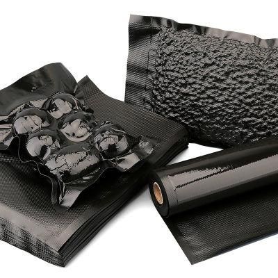 Black-Black Embossed Plastic Food Packaging Vacuum Bag Roll