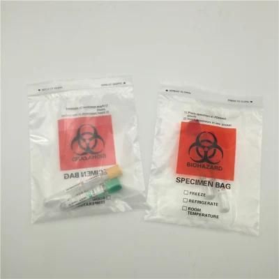 Free Sample Biohazard Specimen Bag Medical Specimen Zip Lock Transport Bag for Lab Hospital
