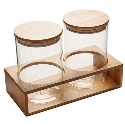 Quart Stackable Jars with Bamboo Lids, Set of 4