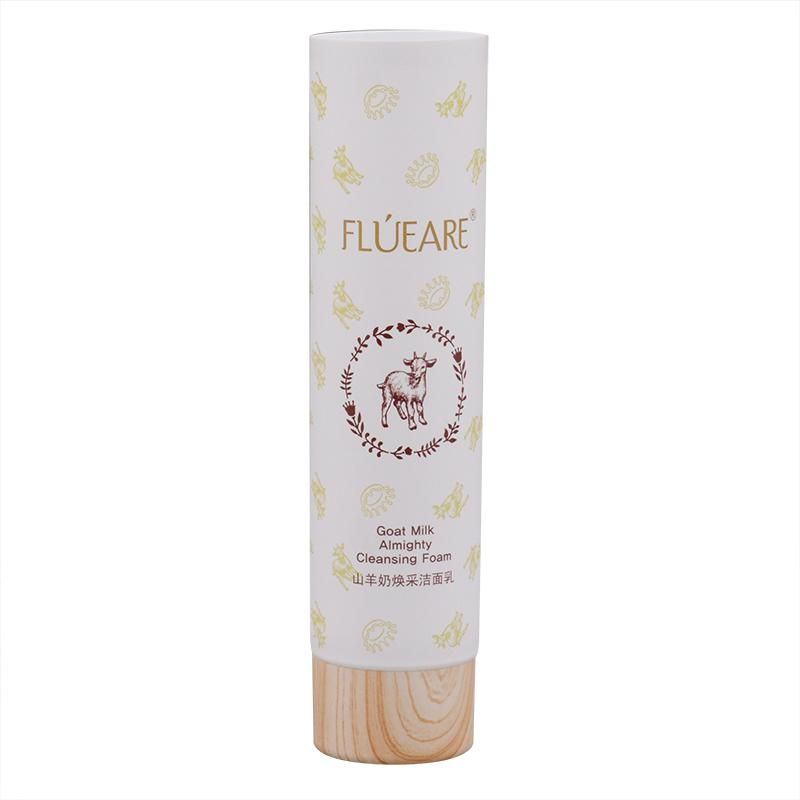 Cleansing Foam Tube Plastic Cosmetic Tube with Matte Wooden Cap