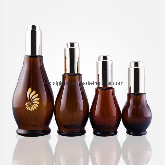 10ml 20ml 30ml 50ml 100ml Round Shape Amber Glass Massage or Essential Oil Bottle with Press Dropper