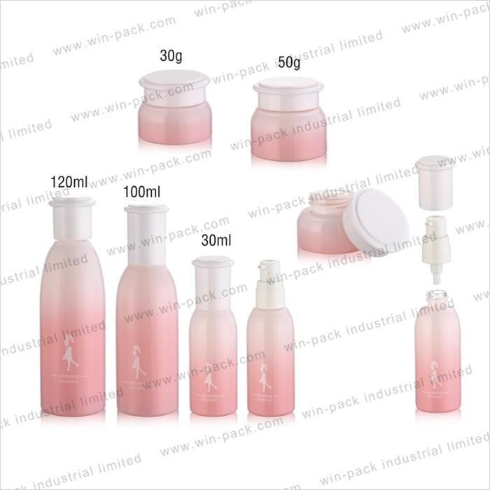 Glass Bottle Fat Bottom Transparent Purple Color Small Neck Lotion Pump 40ml 120ml 100ml and 50g Glass Jar