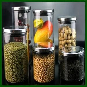 Kitchen Food Borosilicate Glass Storage Jar with Stainless Steel Lid