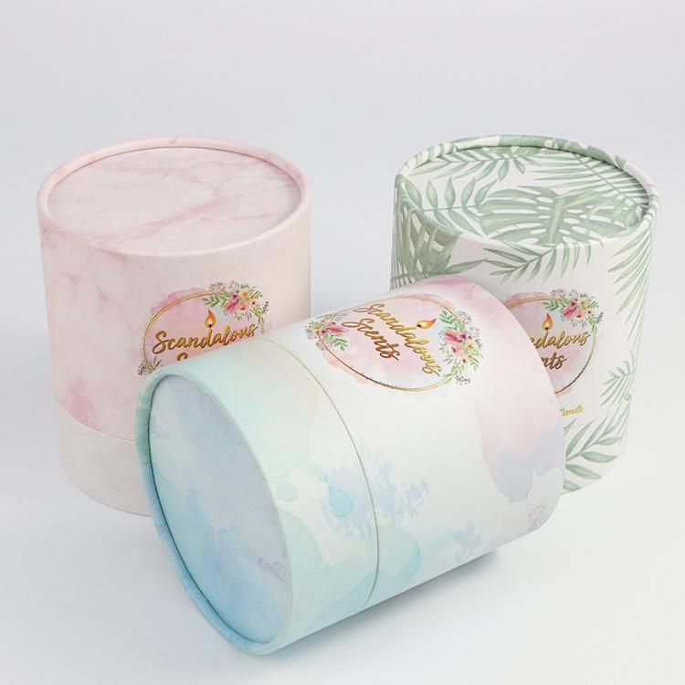 Firstsail High Quality Custom Printed Luxury Packaging Glass Candle Round Box Gift Toy Perfume Bottle Paper Tube Packing