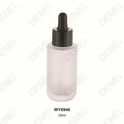 30ml Cosmetic Packaging Straight Round Bottom Glass Dropper Bottles with Black Plastic Pipette Dropper Cap