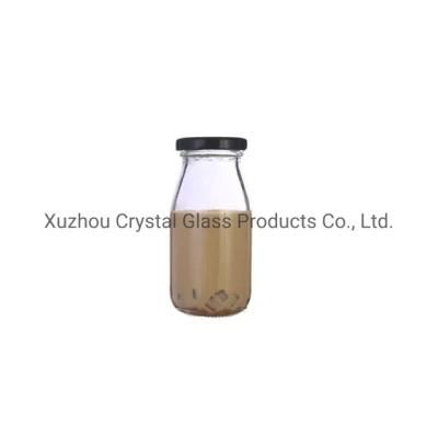 250ml Round Empty Juice Beverage Milk Glass Bottle with Metal Cap