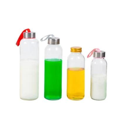 Customize Pure Mineral Water Fruit Juice Beverage Drinks Glass Bottle with Carrying Loop Cap 300ml 420ml 500ml 600ml