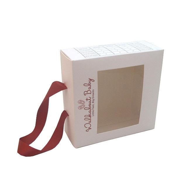 White Window Die Cut Paper Box Baby Shoe Packaging
