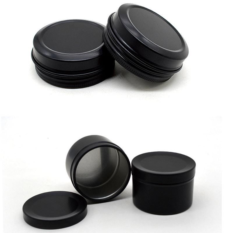 80g Matte Shiny Black Aluminium Jar Tea Storage Can
