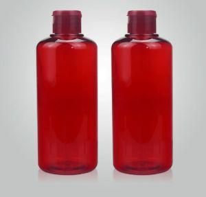 400ml Pet Red Round Shoulder Lotion Flip Cap Bottle