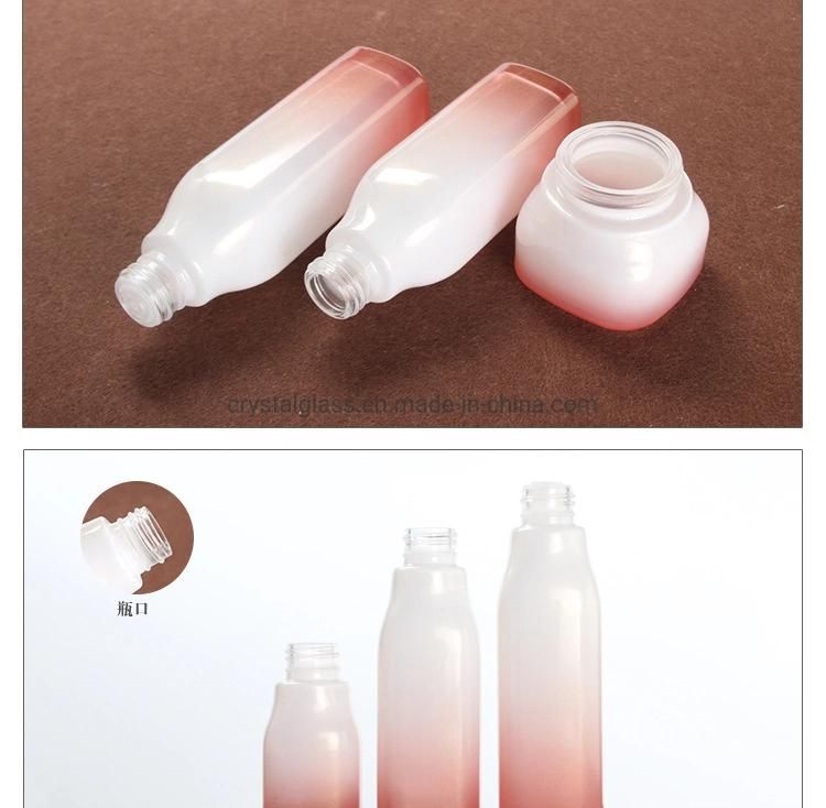 2020 New Style Square Shaped Rose Color Cosmetic Bottle with Wooden Caps