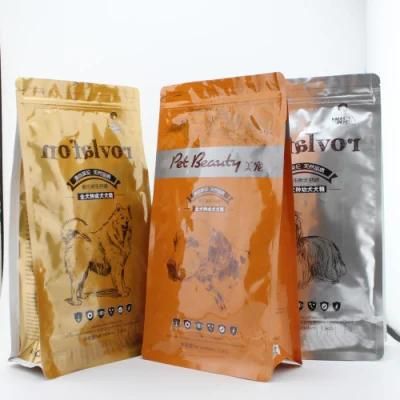 Large Flat Bottom Pet Food Packaging Plastic Bag for Dog Food