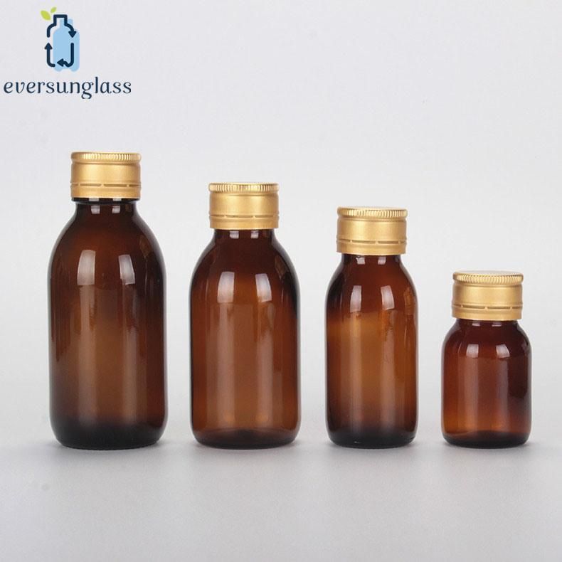 Hot Selling Empty Amber Pharmaceutical Medical Glass Boston Round Bottle