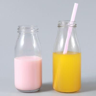 200ml 250ml 300ml 500ml Clear Square Glass Milk Juice Bottle with Cap for Cold Coffee
