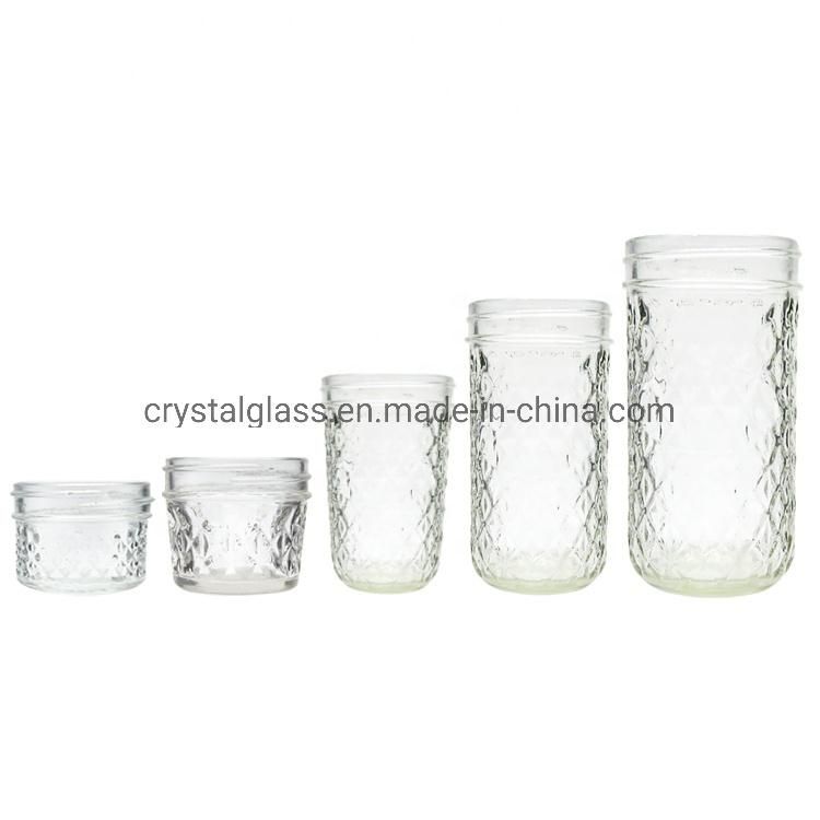 Wide Mouth Glass Mason Jar Honey Jam Salad Glass Jar 250ml 300ml 400ml 500ml
