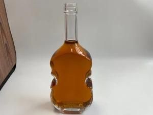 500ml 750ml Violin Glass Wine Bottle, Wine Liquor Bottle Glass Brandy Bottle with Lid