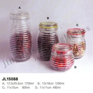 Ribbed Body Glass Jar/ Storage Glass Jar