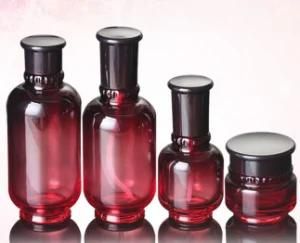 New Design Colored Glass Lotion Bottles with Glass Cosmetic Jars