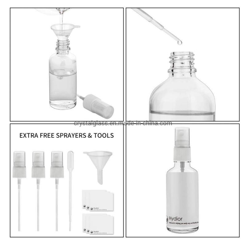 2oz Clear Glass Spray Bottles for Essential Oils, Small Spray Bottle with Plastic Sprayer