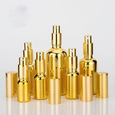 Golden Glass Perfume Bottle with Golden Aluminum Cap for Cosmetic Packaging