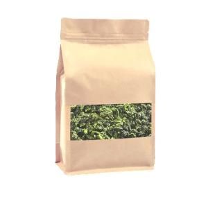 Eco-Friendly Paper Material Dry Food Packaging Stand up Kraft Paper Bag with Window and Zipper