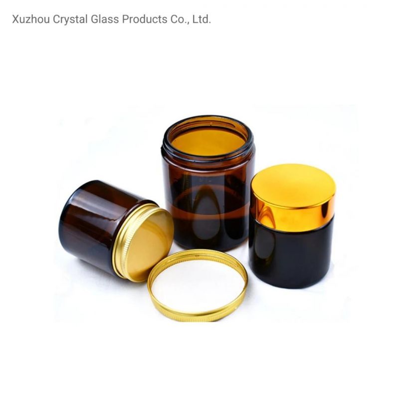Wholesale 50g Empty Amber Cosmetic Glass Jar with Plastic Lid