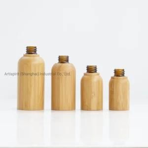 White Rubber Glass Essential Oil Bottle with Fully Covered by Bamboo