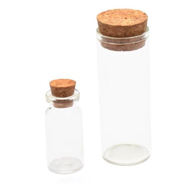 Borosilicate Jars and Tubes with Wooden Cork Sealing