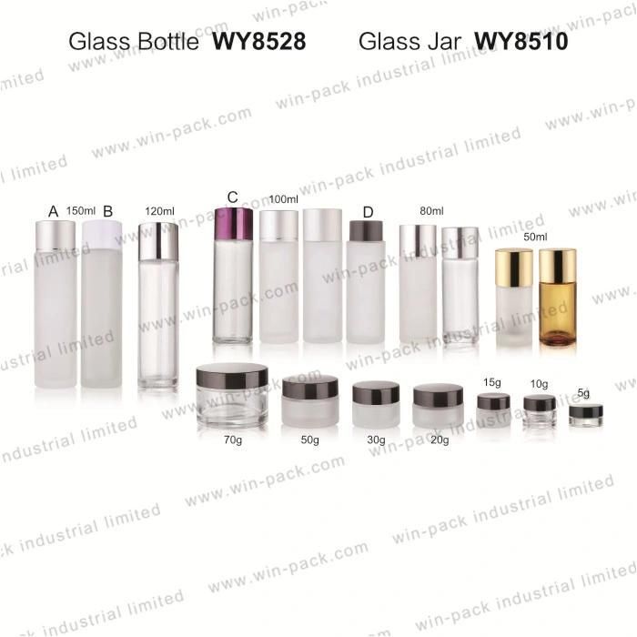 Empty Luxury White Frosted Clear Glass Jar for Cream Cosmetic Packing 15g 30g 50g 100g