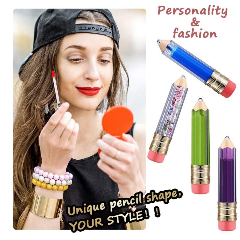 Custom 5ml Empty Transparent Cute Pencil Shape Balm Cosmetic Packaging Lip Gloss Container Tube with Brush Wand