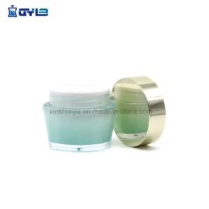 Green Acrylic Cream Jar with Shiny Gold Cap for Cosmetic Packaging