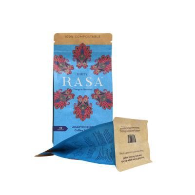 Compostable Flat Bottom Ziplock Plastic Gusset Tea Pouch