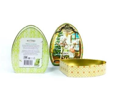 Best Selling Offset Printing Egg Shaped Embossing Gift Tin Box