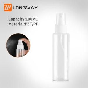 100ml Plastic Pet Clear Bottle with Fine Mist Sprayer for Cosmetic Skin Care