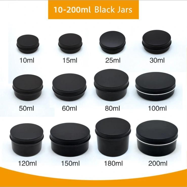 Silver Aluminum Cosmetic Container Jars with Aluminum Screw Lids
