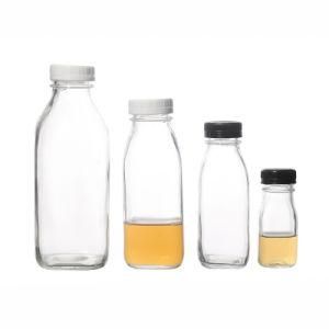 Empty 300ml 500ml 1000ml Square Screw Top Flint Glass Bottles with Lids Manufacturers