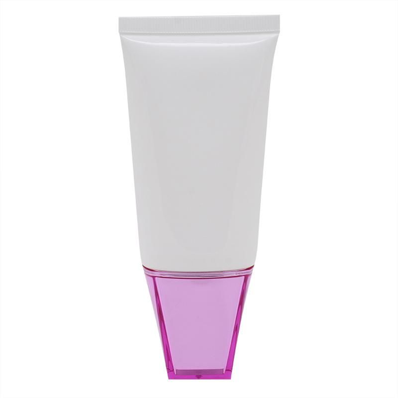 Plastic Cosmetic Packaging Tube with Unique Pink Square Acrylic Cap