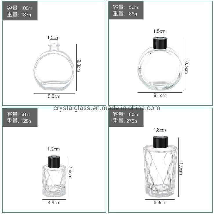 50ml 100ml 150ml 250ml High Quality Flint Ger Shape Aroma Reed Diffuser Glass Bottle with Glass Top