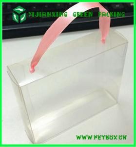 Plastic Clear Transparent Packaging Box with Silk Ribbon Handle