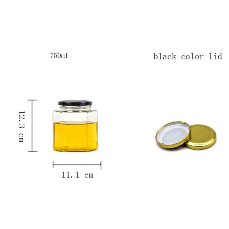 Wide Mouth 750ml 1000g Honey Glass Hexagon Jars Glass Containers Canning Jars